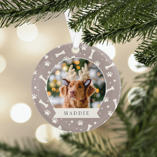 Holiday Dog Bone & Pawprint Persoonlijke foto van  Ornament