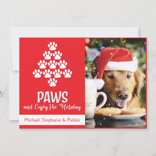 Holiday Dog Paws Kerstmis Kaart (Voorkant)