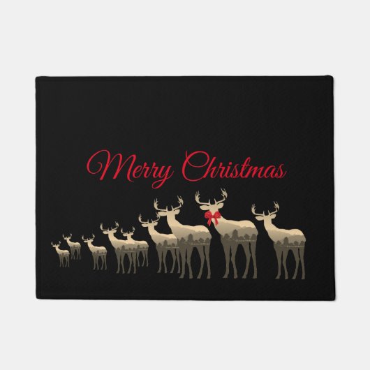 Holiday Doormat-Merry Kersttan Deer/Elk Deurmat (Voorkant)