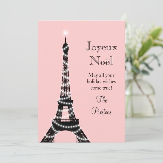 Holiday Eiffel Tower Kaart roze (Staand voorkant)
