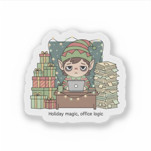 Holiday Elf Workload – Funny Christmas Sticker (Devant)