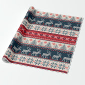 Holiday Faux Knit met kerstabel Patroon Cadeaupapier (Uitgerold)