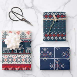 Holiday Faux Knit Pattern kerst op maat Inpakpapier Vel