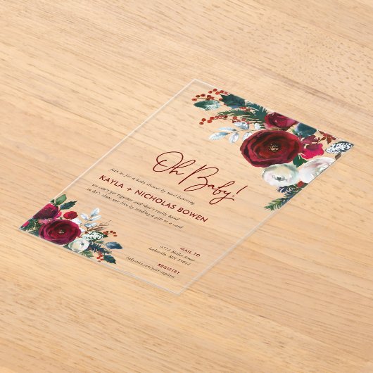 Holiday Floral Baby shower per post Acryl Uitnodigingen (Laagn)