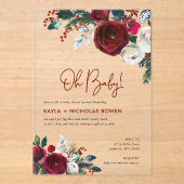 Holiday Floral Baby shower per post Acryl Uitnodigingen (Voorkant)