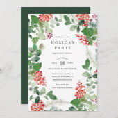 Holiday Florals Christmas Party Invitation (Devant / Derrière)