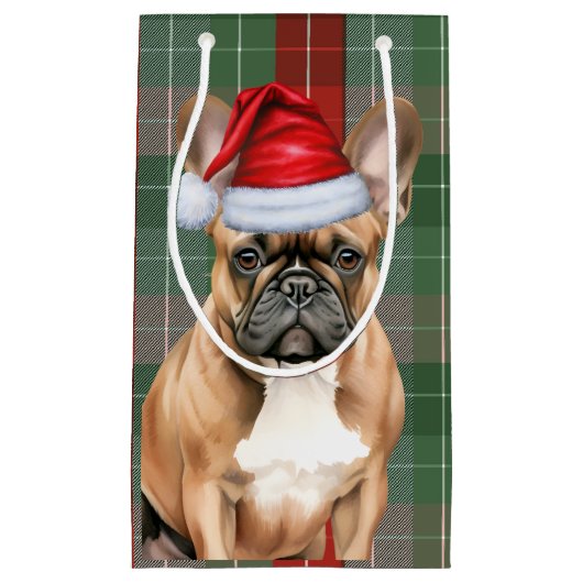 Holiday French Bulldog and Festive Plaid Christmas Klein Cadeauzakje (Voorkant)