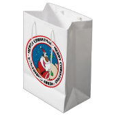 Holiday Fun Black Santa Claus Riding Sled Medium Cadeauzakje (Voorkant Gekanteld)