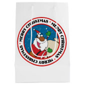 Holiday Fun Black Santa Claus Riding Sled Medium Cadeauzakje (Achterkant)