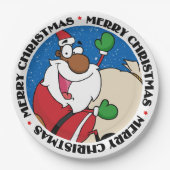 Holiday Fun Black Santa Claus Riding Sled Papieren Bordje (Voorkant)