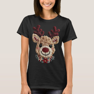 Holiday Fun - Red Nose Reindeer Faux Yarn T-shirt