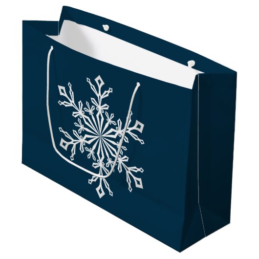 Holiday Gift Bag-Snowflake Groot Cadeauzakje (Voorkant Gekanteld)