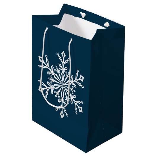 Holiday Gift Bag-Snowflake Medium Cadeauzakje (Voorkant Gekanteld)
