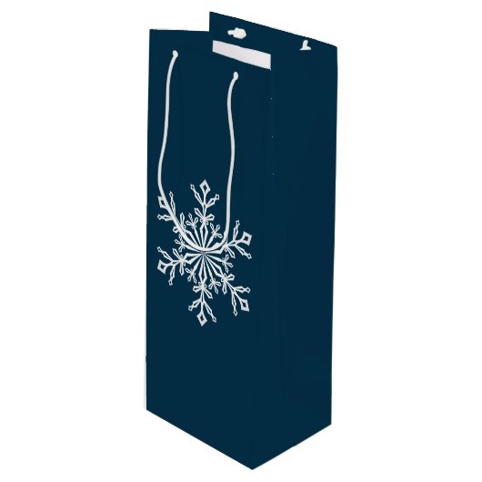 Holiday Gift Bag-Snowflake Wijn Cadeautas (Voorkant Gekanteld)