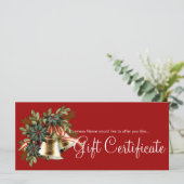 Holiday Gift Certificate Golden Kerstmis Bells (Staand voorkant)
