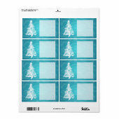 Holiday Gift Label Swirly Christmas Tree Blauw (Full Sheet)