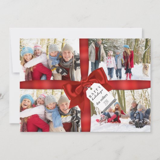 Holiday Gift Wrapped Foto Collage Feestdagenkaart (Voorkant)