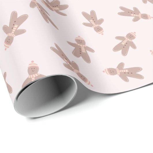 Holiday Gingerbread Man pink Cadeaupapier (Rol Hoek)