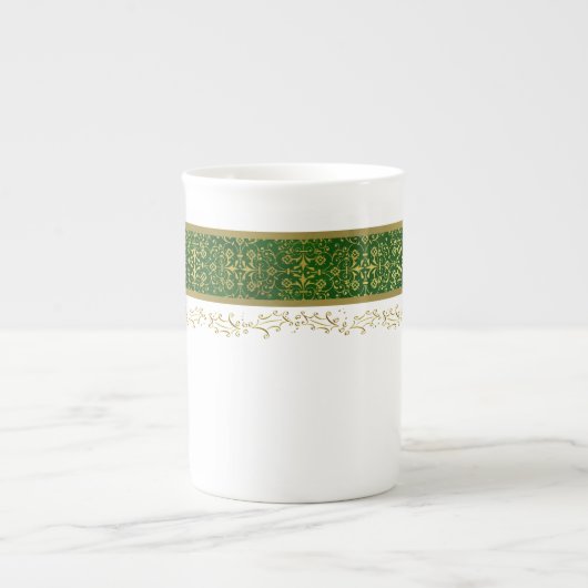 Holiday Green en Gold Bone China Mok (Voorkant)