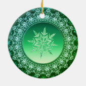 Holiday Green Ice Crystal Snowflake Keramisch Ornament (Achterkant)