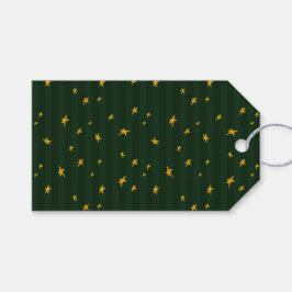 Holiday Green Yellow Star Stripe Christmas Cadeaulabel