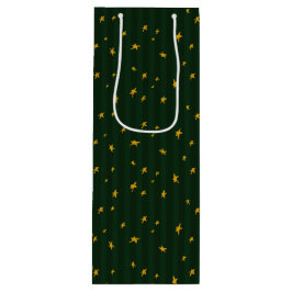 Holiday Green Yellow Star Stripe Christmas Wijn Cadeautas