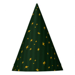 Holiday Green Yellow Stripe Star Christmas  Feesthoedjes