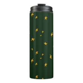 Holiday Green Yellow Stripe Star Christmas  Thermosbeker