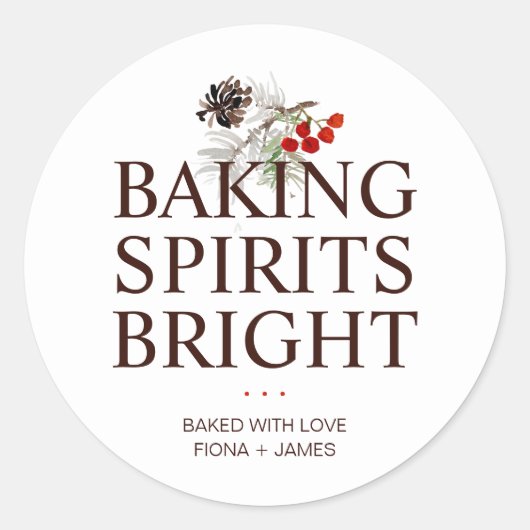 Holiday Greenery Baking Spirits Bright Ronde Sticker (Voorkant)