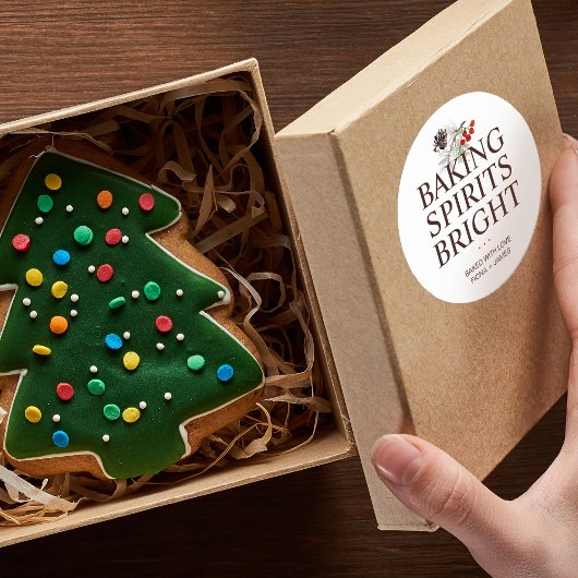 Holiday Greenery Baking Spirits Bright Ronde Sticker
