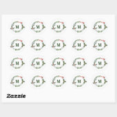 Holiday Greenery & Berry Initiaal Envelope Seal Ronde Sticker (Vel)