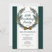 Holiday Greenery Wreath 40th Birthday Party Kaart (Voorkant)