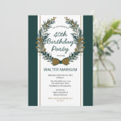 Holiday Greenery Wreath 40th Birthday Party Kaart (Staand voorkant)