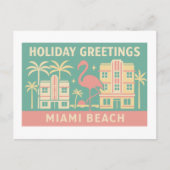 Holiday Greetings Miami Beach Art Deco Postcard Briefkaart (Voorkant)