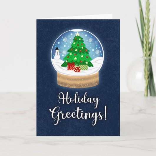 Holiday Greetings Snowglobe Christmas Kaart (Voorkant)