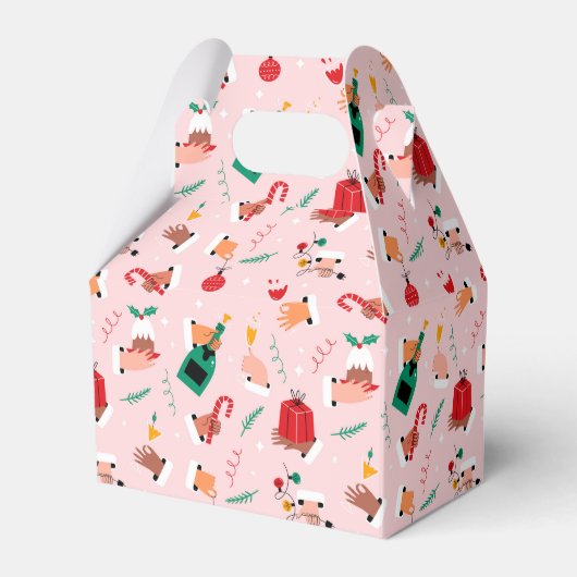 Holiday Hands Feestelijke Viering Patroon Bedankdoosjes (Voorkant Zijde)