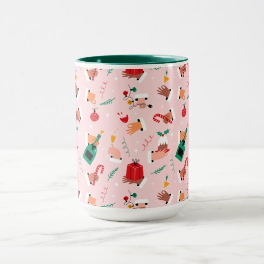 Holiday Hands Feestelijke Viering Patroon Mok (Midden)