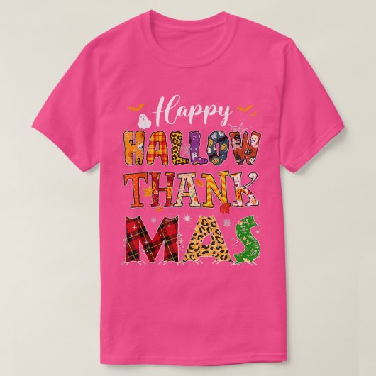 Holiday Happy HallowBedanktMas Kerstmis Thanksgivi T-shirt (Design voorkant)