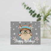 Holiday Hipster Llama Kerstmis Kaart (Staand voorkant)