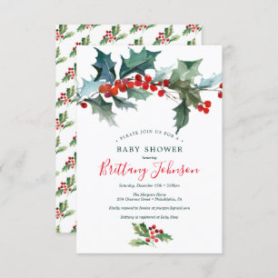 Holiday Holly Baby shower Uitnodiging