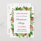 Holiday Holly Berry kerstparty, behalve datum Aankondigingskaart (Voorkant / Achterkant)