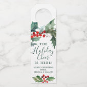Holiday Holly Bottle Hanger Labels Kerstmis (Voorkant)