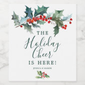 Holiday Holly Kerstwijn Etiket (Enkel label)