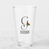 Holiday Holly Monogram G gepersonaliseerd bier Glas (Voorkant)