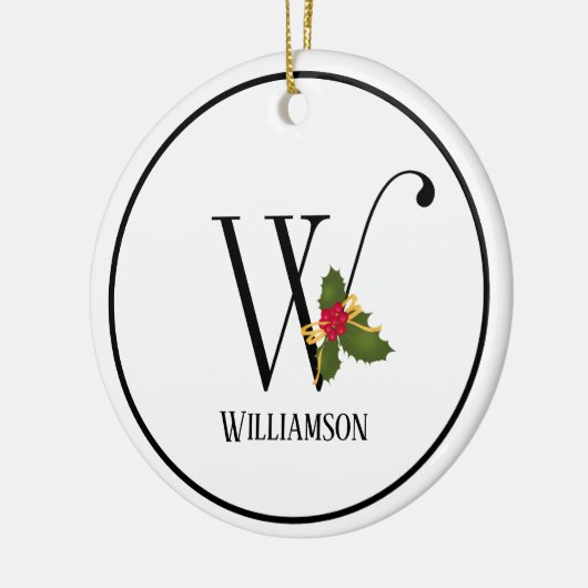 Holiday Holly Monogram Letter W Personalized Keramisch Ornament (Links)