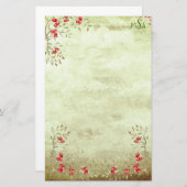 Holiday Holly Personalized Script  Rustic Briefpapier (Voorkant / Achterkant)