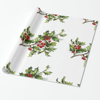 Holiday Holly Retro Style Cadeau Cadeaupapier