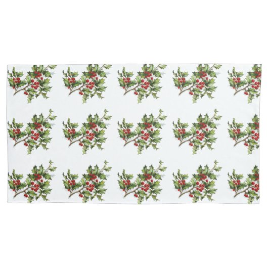 Holiday Holly Single Pillowcase, King Size Kussensloop (Voorkant)