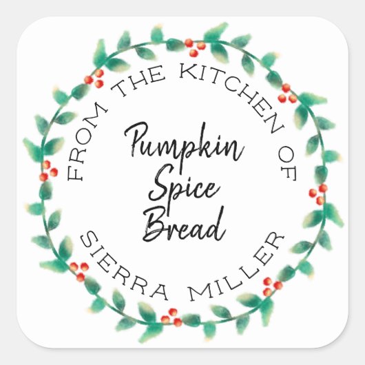 Holiday Holly Wreath Kitchen Traitements Étiquette (Devant)