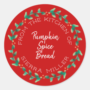 Holiday Holly Wreath Kitchen Trees Gift Red Ronde Sticker